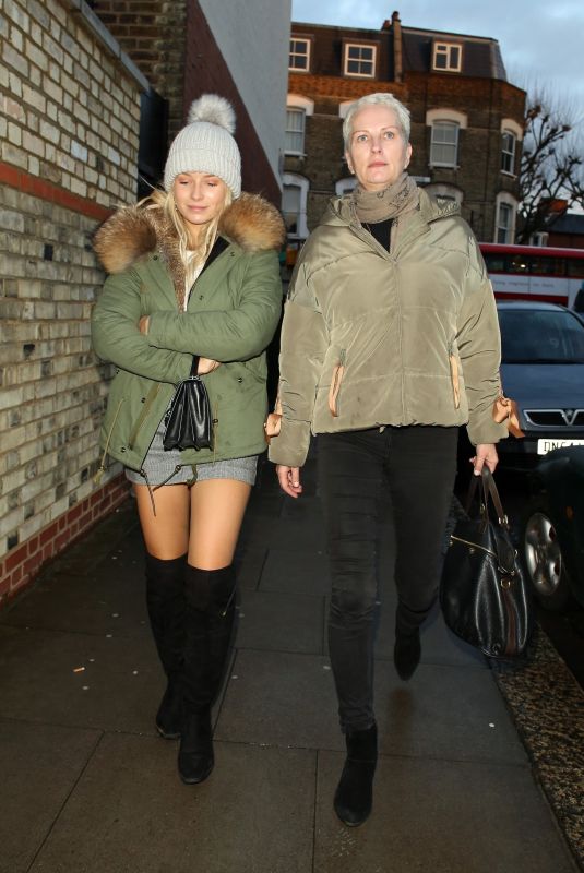 LOTTIE MOSS and Her Mother Inger Leaves Gola Restaurant in London 04/04/2018