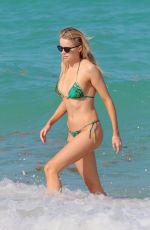 LOUISA WARWICK in a Green Bikini at a Beach in Miami 04/13/2018