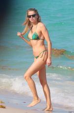 LOUISA WARWICK in a Green Bikini at a Beach in Miami 04/13/2018