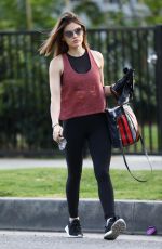 LUCY HALE Heading and Leaves a Gym in Los Angeles 04/03/2018