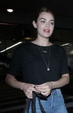 LUCY HALE in Jeans at LAX Airport in Los Angeles 04/19/2018