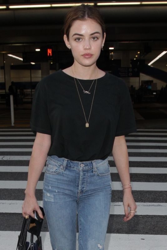 LUCY HALE in Jeans at LAX Airport in Los Angeles 04/19/2018