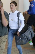LUCY HALE with Her Dog at LAX Airport in Los Angeles 04/02/2018