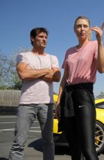 MARIA SHARAPOVA and Mark Webber Driving Porsche 911 RT2 RS in Stuttgart 04/20/2018