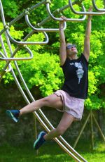 MICHELLE HUNZIKER at a Park in Bergamo 04/28/2018