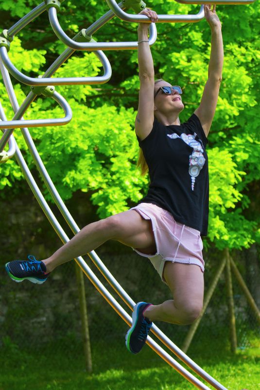 MICHELLE HUNZIKER at a Park in Bergamo 04/28/2018