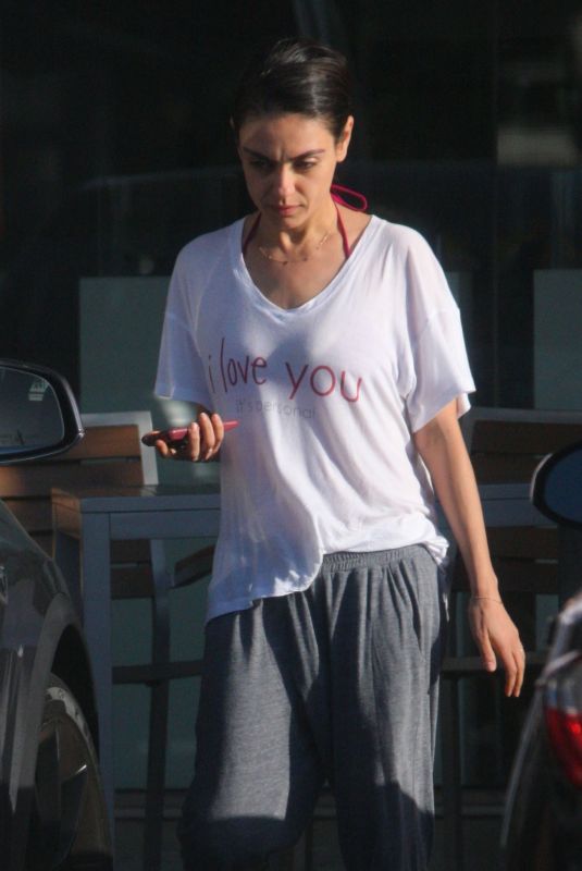 MILA KUNIS at Yogurtland in  Los Angeles 04/15/2018