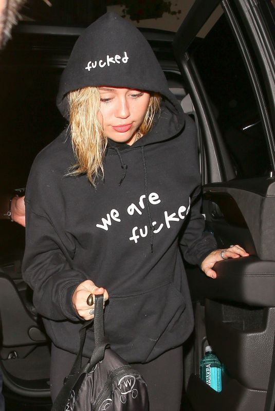 MILEY CYRUS Arrives at Troubadour in West Hollywood 04/11/2018