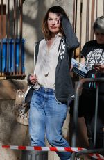MILLA JOVOVIC on the Set of Paradise Hills in Barcelona 04/18/2018
