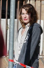 MILLA JOVOVIC on the Set of Paradise Hills in Barcelona 04/18/2018