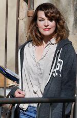 MILLA JOVOVIC on the Set of Paradise Hills in Barcelona 04/18/2018