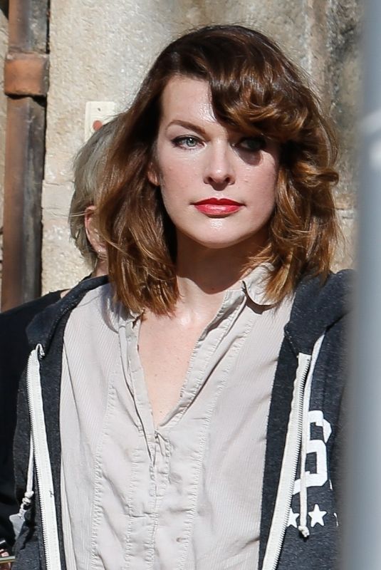 MILLA JOVOVIC on the Set of Paradise Hills in Barcelona 04/18/2018