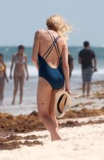 NAOMI WATTS in Swimsuit on the Beach in Tulum 04/05/2018