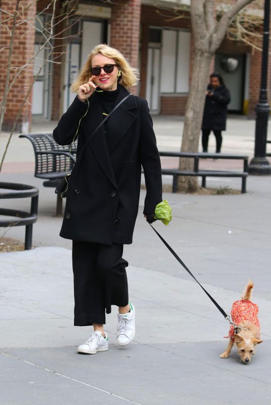 NAOMI WATTS Out with Her Dog in New York 04/17/2018