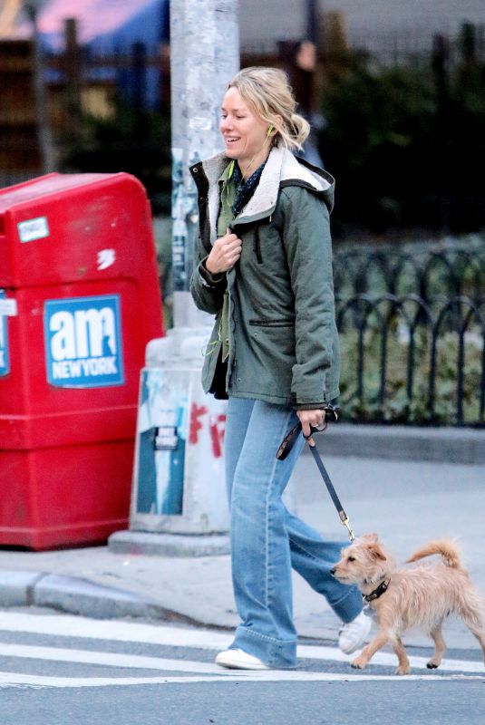 NAOMI WATTS Out with Her Dog in New York 04/23/2018