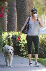 NICOLLETTE SHERIDAN Walks Her Dog Out in Calabasas 04/14/2018