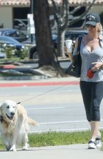 NICOLLETTE SHERIDAN Walks Her Dog Out in Calabasas 04/14/2018