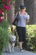 NICOLLETTE SHERIDAN Walks Her Dog Out in Calabasas 04/14/2018