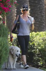 NICOLLETTE SHERIDAN Walks Her Dog Out in Calabasas 04/14/2018