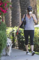 NICOLLETTE SHERIDAN Walks Her Dog Out in Calabasas 04/14/2018