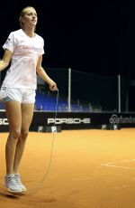 PETRA KVITOVA Trains at Porsche Arena in Stuttgart 04/18/2018