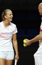 PETRA KVITOVA Trains at Porsche Arena in Stuttgart 04/18/2018