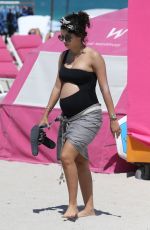 Pregnant ALEXANDRA RODRIGUEZ on the Beach in Miami 04/01/2018