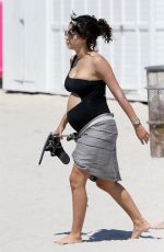 Pregnant ALEXANDRA RODRIGUEZ on the Beach in Miami 04/01/2018