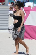 Pregnant ALEXANDRA RODRIGUEZ on the Beach in Miami 04/01/2018