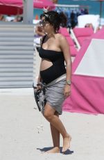 Pregnant ALEXANDRA RODRIGUEZ on the Beach in Miami 04/01/2018