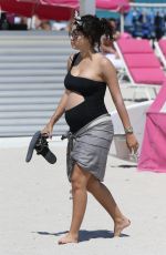 Pregnant ALEXANDRA RODRIGUEZ on the Beach in Miami 04/01/2018