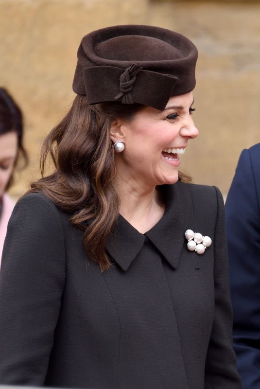 Pregnant KATE MIDDLETON at Easter Service in Windsor 04/01/2018