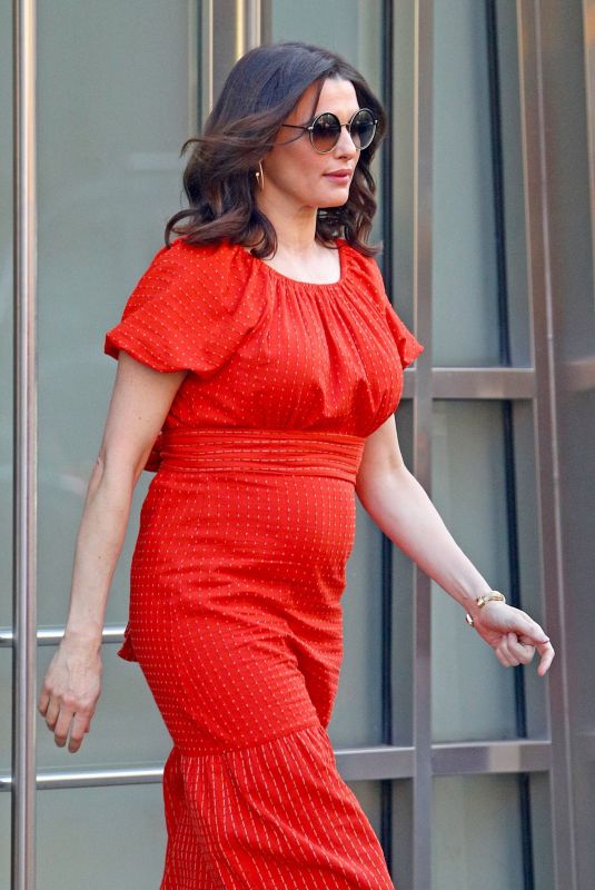 RACHEL WEISZ in a Red Dress Out in New York 04/23/2018