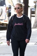 REESE WITHERSPOON Leaves a Gym in Los Angeles 04/09/2018