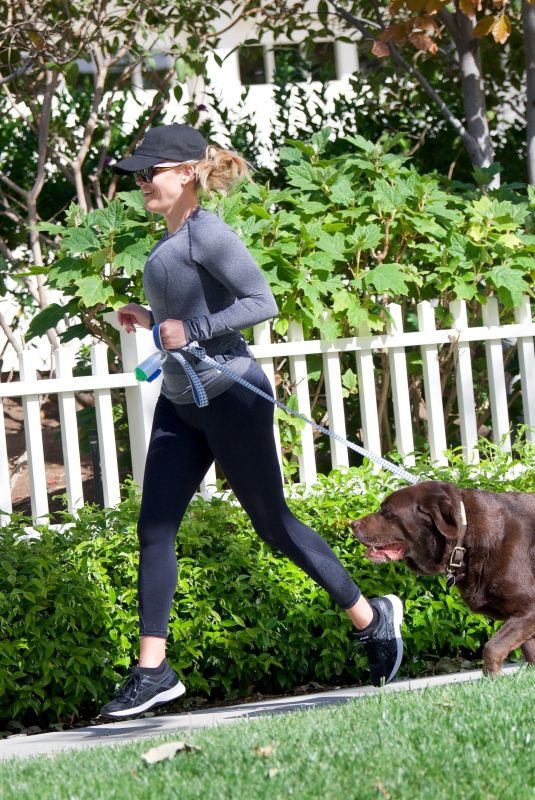 REESE WITHERSPOON Out with Her Dog in Los Angeles 04/15/2018