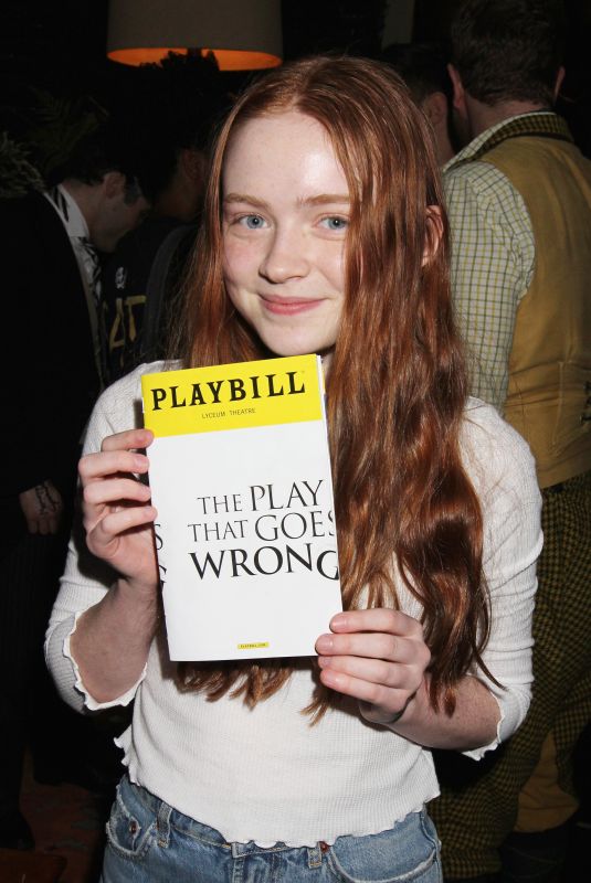 SADIE SINK on the Backstage of The Play That Goes Wrong on Broadway in New York 03/31/2018