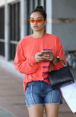 SHANINA SHAIK in Denim Shorts Leaves a Skin Care Clinic in Los Angeles 04/11/2018