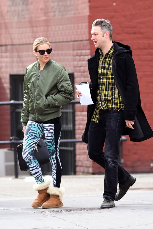 SIENNA MILLER and Peter Scanavino Out for Coffee in New York 04/19/2018