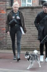 SOPHIE TURNER and Joe Jonas Walks Their Dog Out in London 04/03/2018