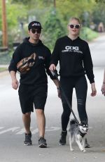 SOPHIE TURNER and Joe Jonas Walks Their Dog Out in Los Angeles 04/07/2018