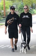 SOPHIE TURNER and Joe Jonas Walks Their Dog Out in Los Angeles 04/07/2018