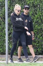 SOPHIE TURNER and Joe Jonas Walks Their Dog Out in Los Angeles 04/07/2018