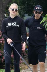 SOPHIE TURNER and Joe Jonas Walks Their Dog Out in Los Angeles 04/07/2018