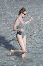 UMA THURMAN in Swimsuit at a Beach in St Barts 04/02/2018