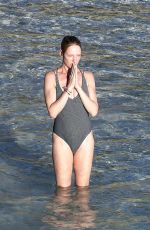 UMA THURMAN in Swimsuit at a Beach in St Barts 04/02/2018