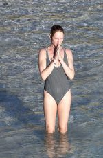 UMA THURMAN in Swimsuit at a Beach in St Barts 04/02/2018