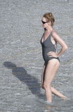 UMA THURMAN in Swimsuit at a Beach in St Barts 04/02/2018