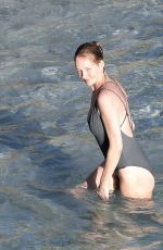 UMA THURMAN in Swimsuit at a Beach in St Barts 04/02/2018