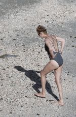 UMA THURMAN in Swimsuit at a Beach in St Barts 04/02/2018