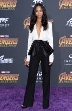ZOE SALDANA at Avengers: Infinity War Premiere in Los Angeles 04/23/2018